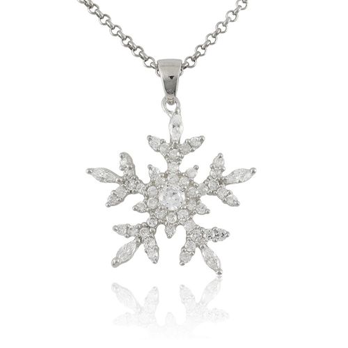 Snowflake Cubic Zirconia Sterling Necklace